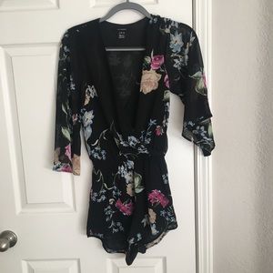Black Floral Romper